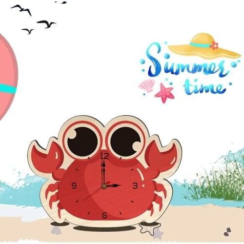 Children Kids Room Living Room Wall Clock Mute 3D Cartoon Cute Crab Wall Clock Decor Set Home Nursery Photo Props