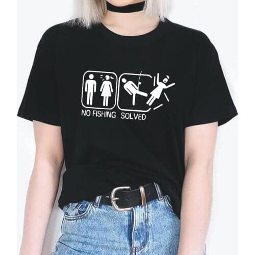 Problem Solved Harajuku T Shirt Women Tops Short Sleeve Casual Tee Shirt Femme Funny Cool Kick Wife Tshirt Shirt Camiseta Mujer