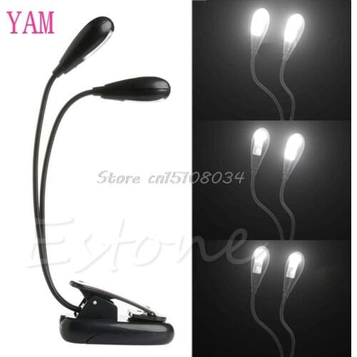 Flexible 2Dual Arms Clip On 8LED Light for Book Reading Camping Hiking Lamp Bulb S08 Wholesale&DropShip
