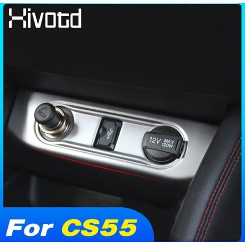 Hivotd Cigarette Lighter Cover Charging Port Frame Trim Interior Accessories Decoration Panel Parts For Changan CS55 2017-2020