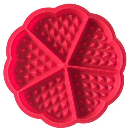 HMROVOOM 5 consecutive heart-shaped waffle molds round waffle cake molds love cake molds Belgian molds