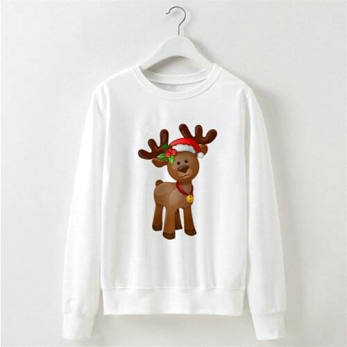 Exquisite Trendy Round Neck Versatile Little Reindeer Very Happy Graphic Size Sweatshirts Merry Hipster Christmas Women Clothes