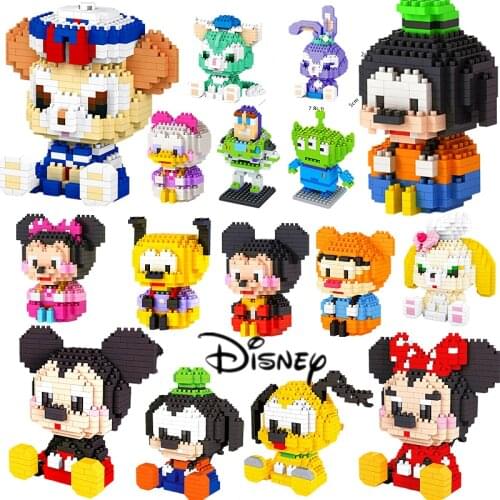 New Disney Building Mickey Mouse and Donald Duck Blocks Building Brick tToys Cartoon Characters Teaching Childrens Toy Gifts