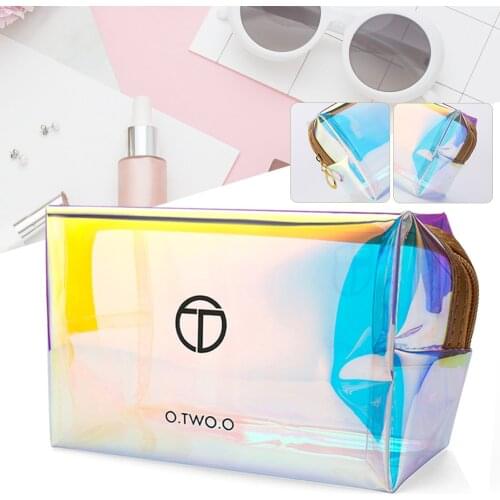 Makeup Bag Waterproof And Environmental With Zipper Lightweight Portable Pu Material Cometic Bag Holographic Travel Toiletry Bag