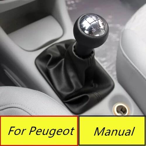 Leather Dust-proof Gear Shift Cover 5 Speed Gear Shift Stick Knob Cover For Peugeot 307 308 408 car styling