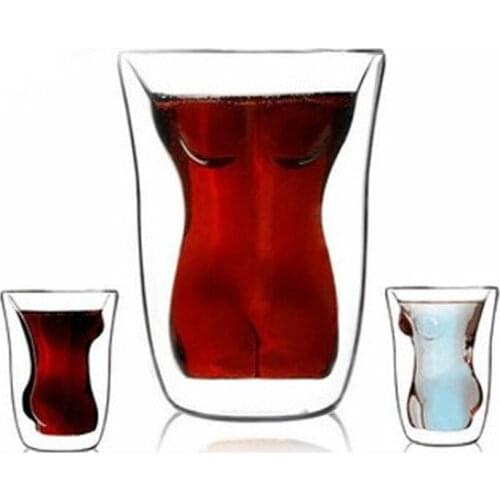 Beauty Cup Creative Heat Resistant Glass Gouble Layer Cup Personality Beer Cup