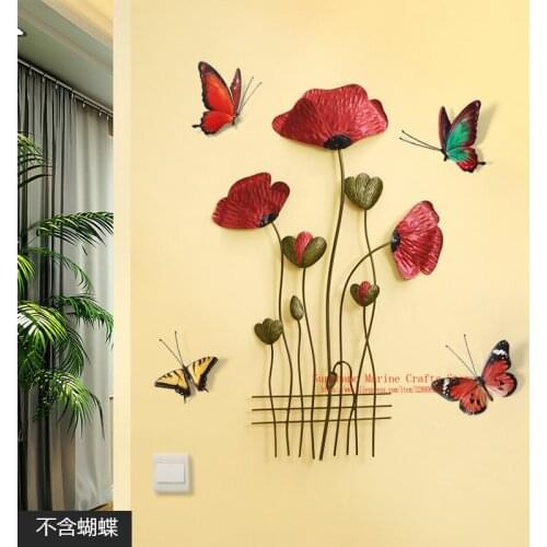 Creative Hanging Wall Mural Solid Iron Flower Pendant Wall Modern Living Room 3D Sticker Wall Decoration Aisle Porch Ornaments