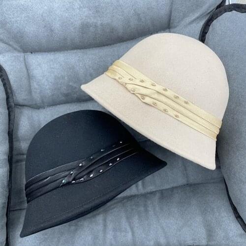 Fashion Bowler Hat Party Wedding Church Bucket Elegant Formal Cap Winter Warm Felt Wool Fedora Hat For Women 2021 New