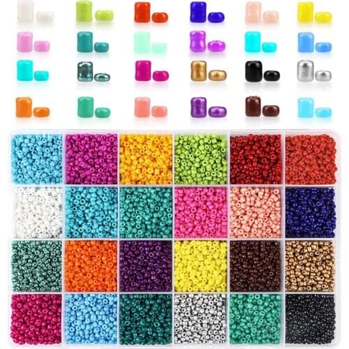 24 Color DIY Acrylic Mini Beads Set For Bracelet Necklace DIY Craft Making Multicolored Large Hole Beads Jewelry Findings