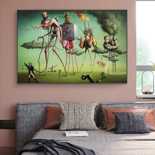 The American Dream by By Salvador Dali Wall Art HD Canvas Paintings Famous Artwork Reproductions Wall Pictures For Living Room