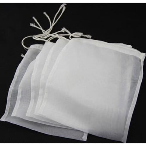 5x 100/160/200 Nut Milk Bag Micron Nylon Straining Bag 15x20cm Fine Mesh Homebrew Filter Bags Herb Liquid Filter Bag