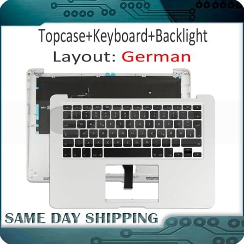 New for Macbook Air 13'' A1466 German DE QWERTZ Palm Rest Top Case Topcase w/ Keyboard+Backlight 2013-2015 661-7480 069-9397