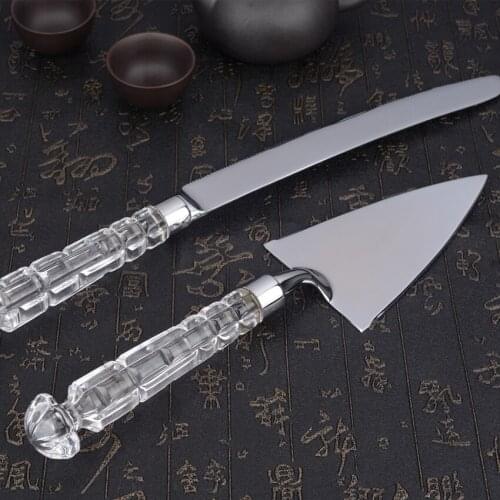 Crystal Handles Cake Knife Cutter,Wedding Cake Server Set,Custom Cake Cutting Set,Personalized Wedding Favors,GOLDEN JUBILEE