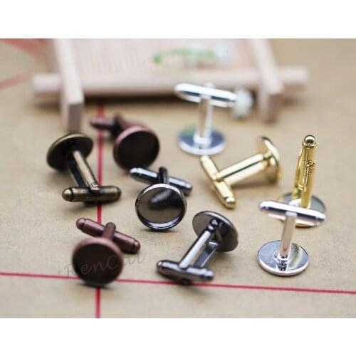 12/14/16/18mm Round Cabochon Cufflink Base Blank Settings Multi-colors French Cuff Links Tray For DIY Men Wedding Clothes Making