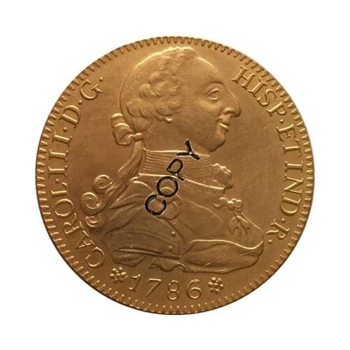 24 - K gold plated 1786 Spain 8 Escudos - Carlos III coins copy