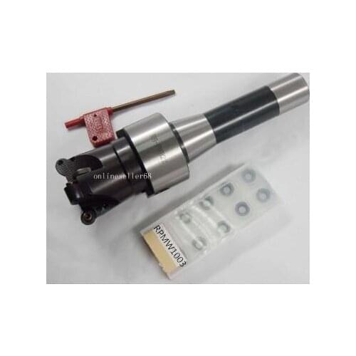 R8 FMB22 7/16 arbor + EMR 5R 50-22-4T 4Flute face mill& 10pcs RPMT1003 inserts CNC milling