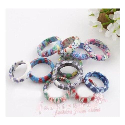 200 Pcs Mix Color Thin Polymer Clay Rings Cute cartoon children mixed ring