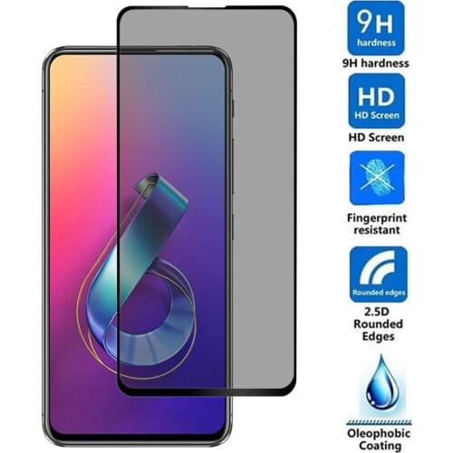 9H 5D ASUS Zenfone 6 ZS630KL Privacy Black Tempered Glass For ASUS Zenfone 6 ZS630KL Anti Spy Screen Protector Protective Film