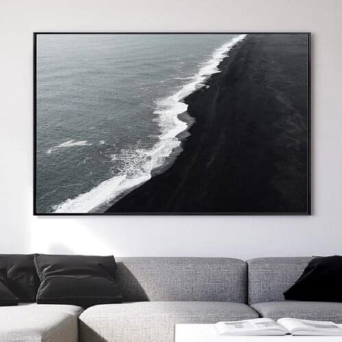 Nordic Seascape Black and White Landscape Scene Canvas Painting Posters Prints Wall Art Pictures Living Room Home Decor Cuadros