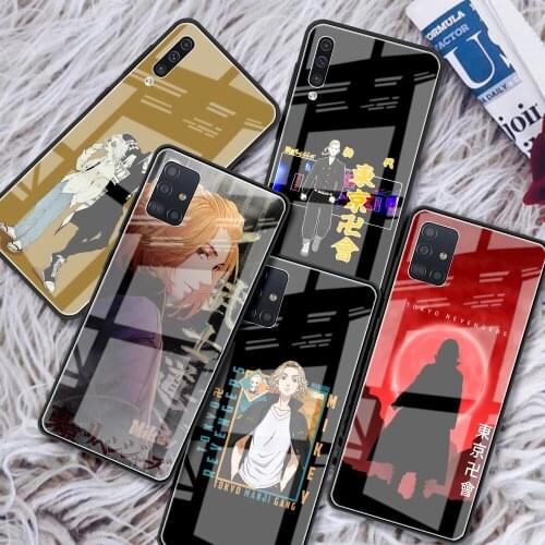 Glass Phone Case for Samsung A51 A71 A50 A21s A70 For Galaxy A31 A72 A30 A10 A52 Tempered Cover Funda Anime Tokyo Revengers
