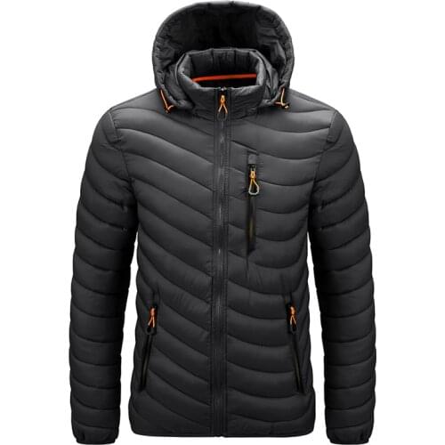 2021 New Mens Windbreaker Winter Warm Coat with Hood Casual and High Quality Fashion Jacket Outwear Plus Size Mens Clothing