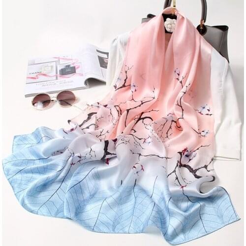 Women 100% Real Silk Long Scarf Headscarf Print Natural Silk Scarves 2021 Fashion Luxury Echarpe Femme Hangzhou Silk Shawls Wrap