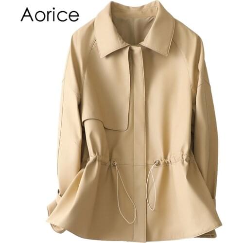 Aorice New Women Genuine Sheep Leather Coat Lady Female Real Sheep Skin Jacket Fall/winter Coats Trench Clothes A21527