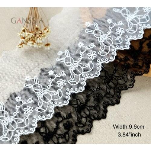 1yard Width: 9.6cm Fashion 3 colors Rabbit Lolita Lace Net Yarn Laces Fabric for Dress Accessories(SS-2100)
