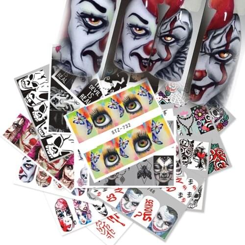 25 Sets of Halloween Nail Art Watermark Stickers Ins Devil Pumpkin European and American Skull Transfer Nail Stickers Decoration