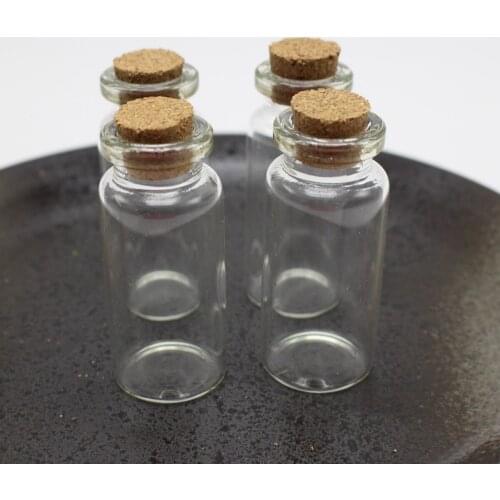 8 Empty Glass Cork Bottles Pendant Vials Wish Bottles Charms Clear 22X49mm (10ml)