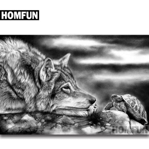 HOMFUN Full Square/Round Drill 5D DIY Diamond Painting "Wolf Turtle" Embroidery Cross Stitch 5D Home Decor Gift A06798