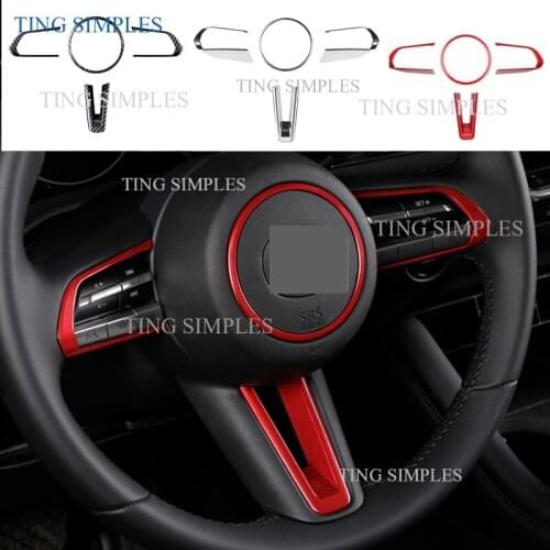 Car Steering Wheel Trim Circle Sequins Cover Sticker Interior Moulding For Mazda 3 Axela CX-30 CX30 2019 2020 2021 Accessories