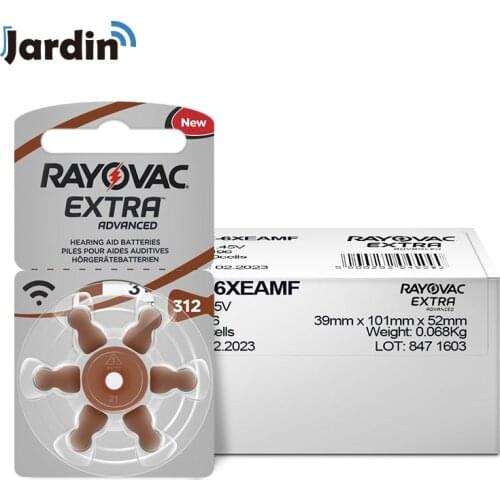 60 pcs/10card Rayovac Extra 1.45V Performance Hearing Aid Batteries 312 312A A312 PR41Free Shipping Zinc Air Hearing Aid Battery