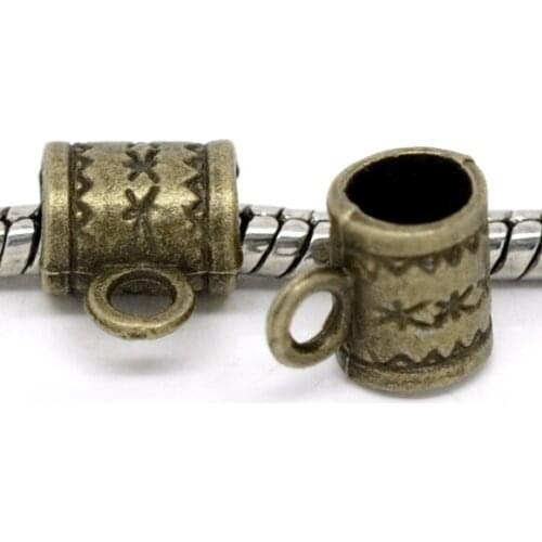 Free Shipping 500pcs Antique Bronze Bail Beads Fits European Charm Bracelet 8x6mm Jewelry Findings J0329F