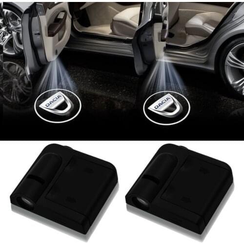 2pcs Wireless Led Car Door Welcome Light Laser Projector Logo Ghost Shadow Lights for Dacia Duster Logan Sandero 2 Mcv Sandero