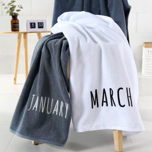 Large Thick Bath Towel Cotton Shower Towels 12 Months Letters Embroidery Bathroom Home for Adults 70x140cm 480g toalha de banho