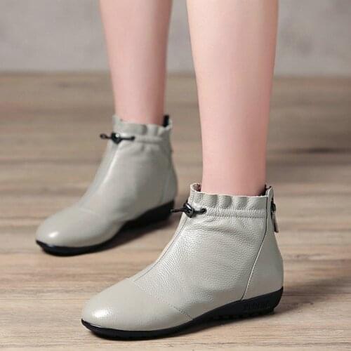 EshtonShero Black Leather Ankle Boots For Women Zipper Platform Boots Women Winter Women Boots Street Style Shoes Size 3-12