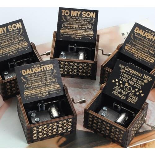 Hand crank wooden music box, Queen, Jurassic Park, Halloween, you are my sunshine, birthday gift, love dad, Christmas gift