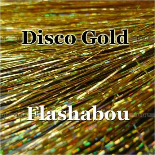 Disco Gold Color, 20 Packs Flashabou, Micro, Holographic Tinsel, Mylar Metallic Tinsel, Flat Flash, Fly Jig Tying, Lure Making