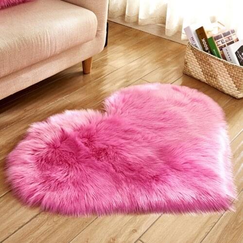 Long Hairy Rug Green White Pink Shaggy Carpet Love Heart Shape Fur Rugs Artificial Wool Baby Room Bedroom Soft Area Mat