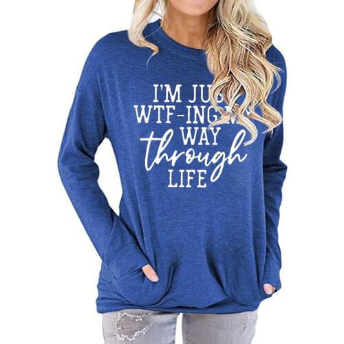 Letter Print T-shirt Long Sleeve Pocket Tops Tee Shirts Women Clothes 2021 O-neck Soft T Shirt Casual Loose Female Top Oversize