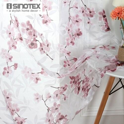 ISINOTEX Window Curtain Flower Printed Transparent Sheer Screening Living Room Tulle Voile Fabric 1PCS/Lot