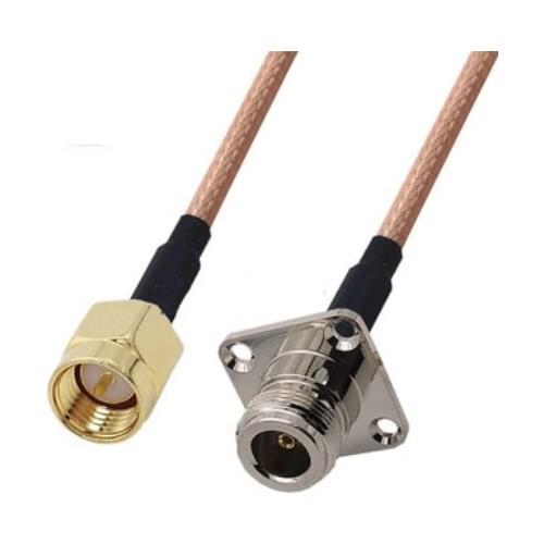 RG400 Cable SMA Male to N Female 4 Hole FlangePanel Mount Jumper Cable