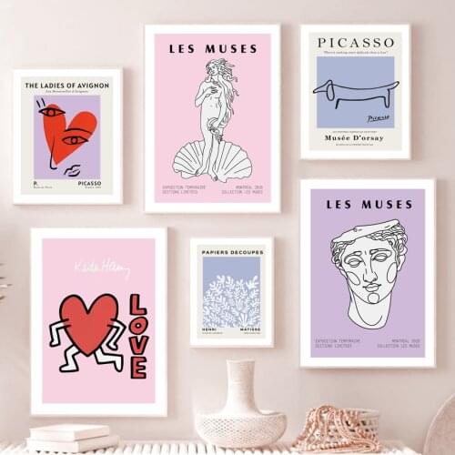 LES MUSES David Abstract Line Dog Picasso Matisse Art Canvas Painting Nordic Posters And Prints Wall Pictures Living Room Decor