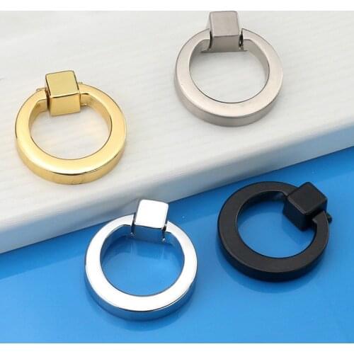 Circle Handles Color Gold Silver Black Ring Zinc Alloy Door Handles Pulls Cabinet Drawer Knobs For Furniture Hardware
