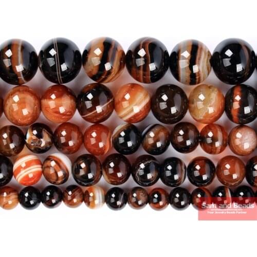 Natural Dream Coffee Black Lace Stripe Agates Round Loose Beads 4 6 8 10 12MM Pick Size For Jewelry Making DCB50