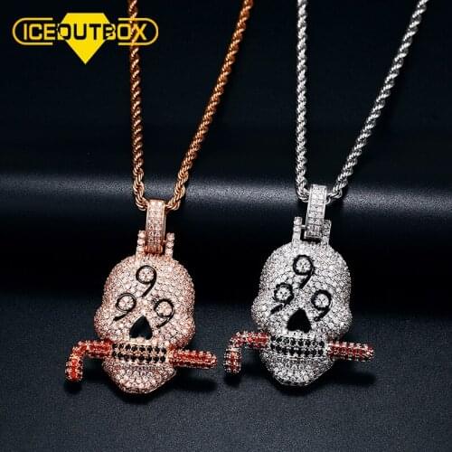 ICEOUTBOX Micro Pave Solid Skull Pendant With Bling AAA Cubic Zircon Mens Hip Hop Jewelry Top Quality New Design Pendants Gifts