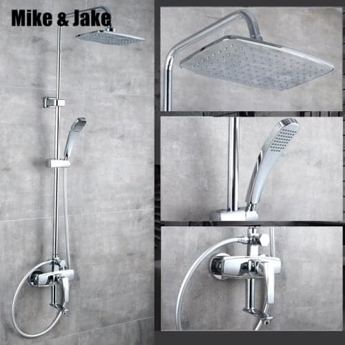 Mike&Jake Chrome shower faucets set bathtub mixer faucet bath rain shower tap bathroom ABS shower head stainless shower bar set