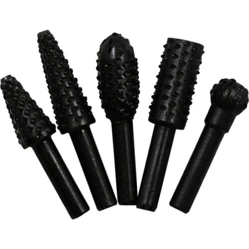 5pcs Rasp File Drill Bits Rasp Set Drill Grinder Drill Rasp For Woodworking Carving Tool 1/4" Round Shank Rotary Rasp File Set