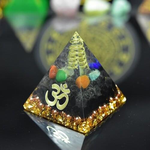 New Elite Reiki Orgone Pyramid Energy Generator Seven Chakra Meditation Yoga Development Black Tourmaline EMF Shield Pyramid